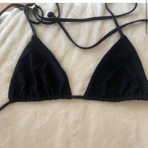 Frankie’s ribbed black triangle bikini top
